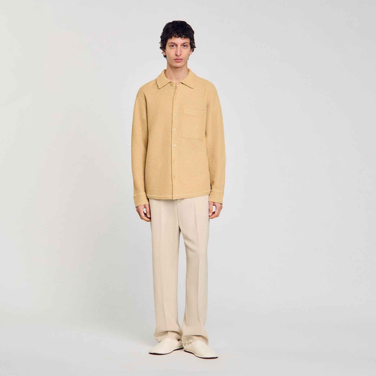 Sandro Oversized knit shirt Nut