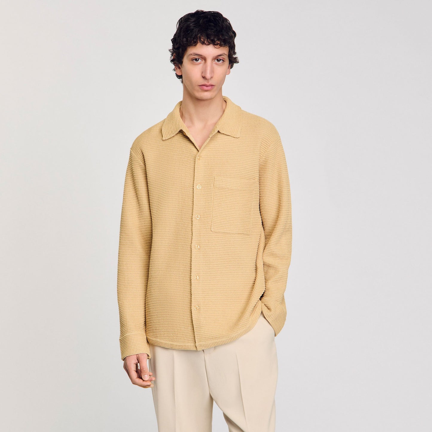 Sandro Oversized knit shirt Nut