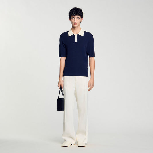Sandro Two-tone polo shirt Navy Blue