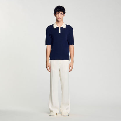 Sandro Two-tone polo shirt Navy Blue