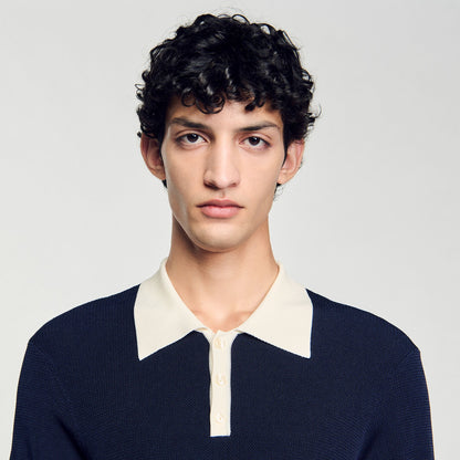 Sandro Two-tone polo shirt Navy Blue