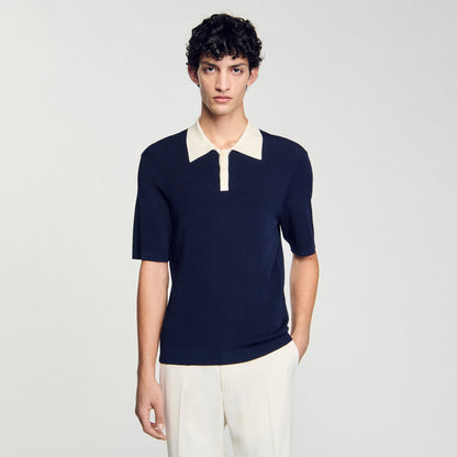 Sandro Two-tone polo shirt Navy Blue