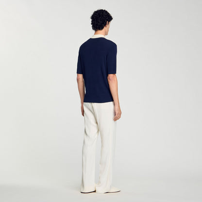 Sandro Two-tone polo shirt Navy Blue