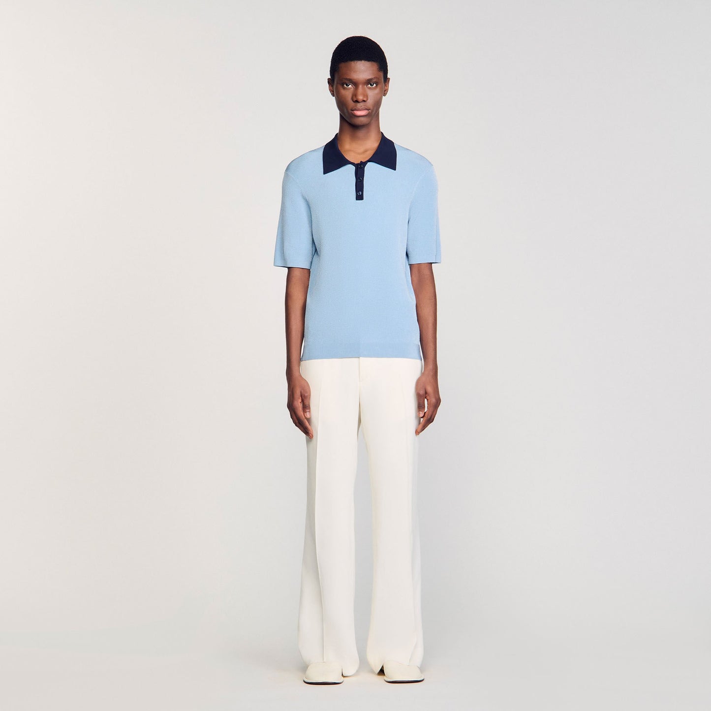 Sandro Two-tone polo shirt Chambray