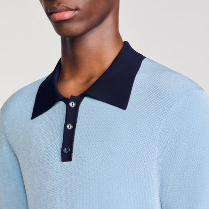 Sandro Two-tone polo shirt Chambray