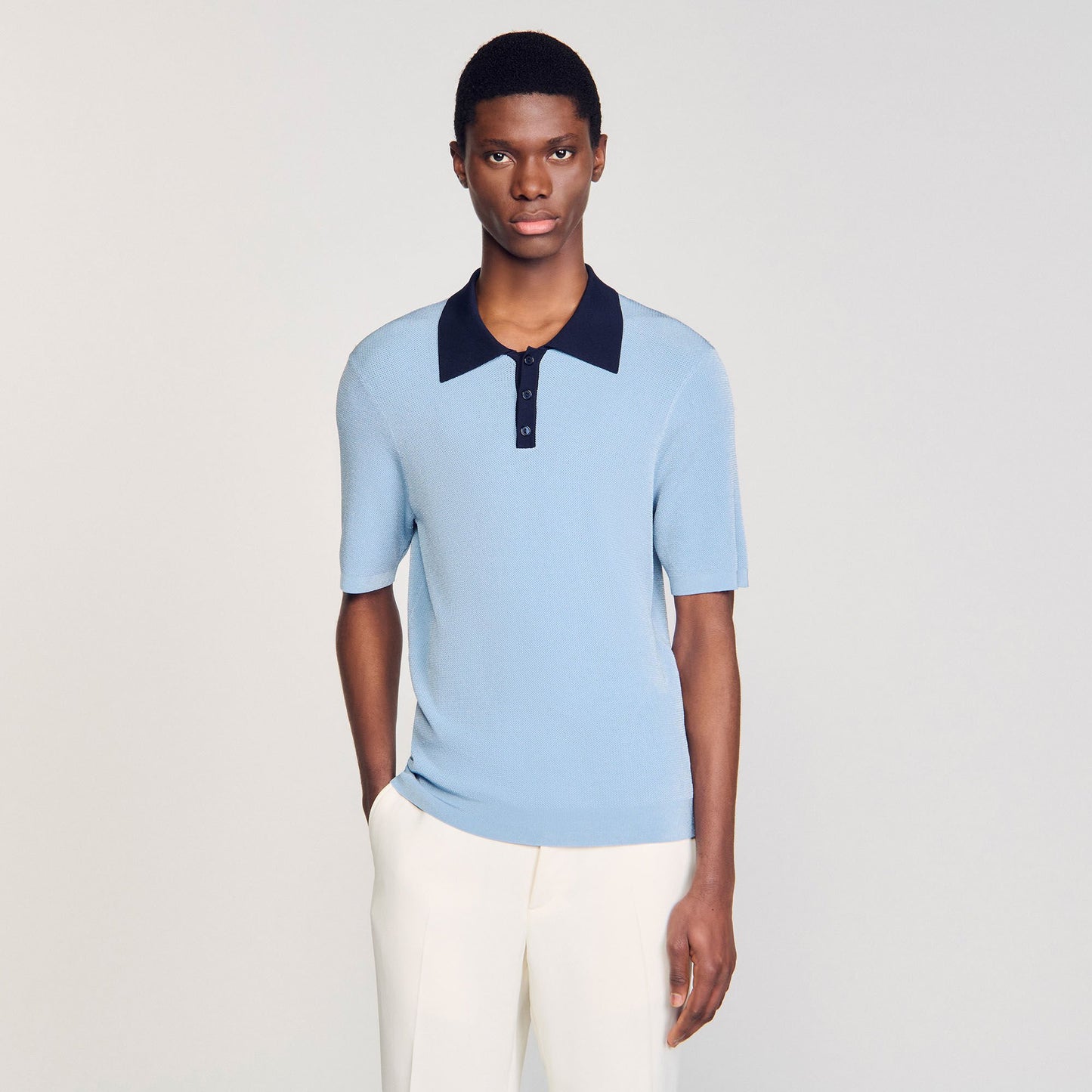 Sandro Two-tone polo shirt Chambray