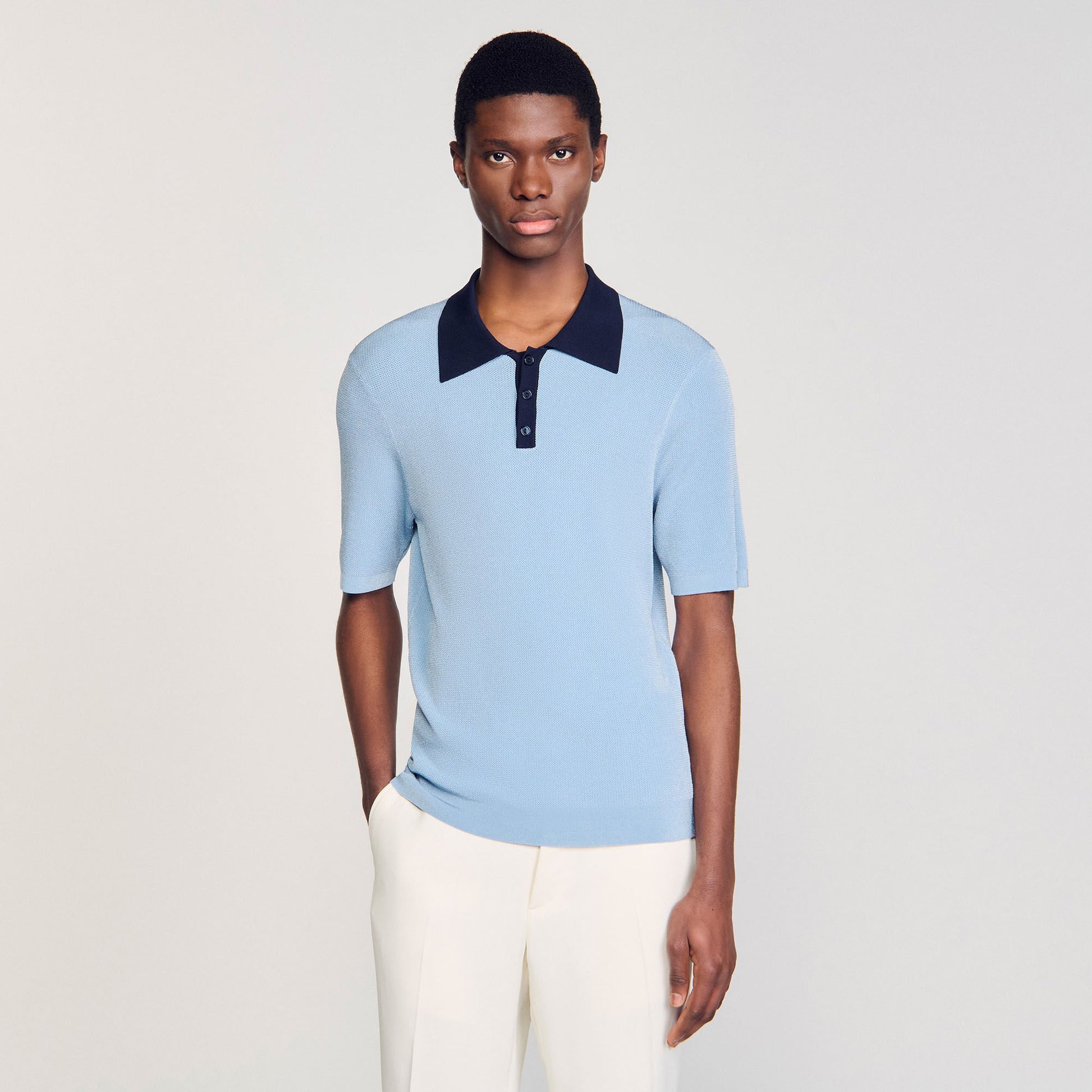 Sandro Two-tone polo shirt Chambray