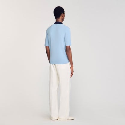 Sandro Two-tone polo shirt Chambray