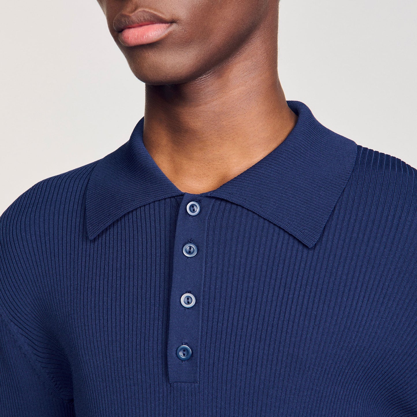 Sandro Rib knit polo shirt Royal Blue