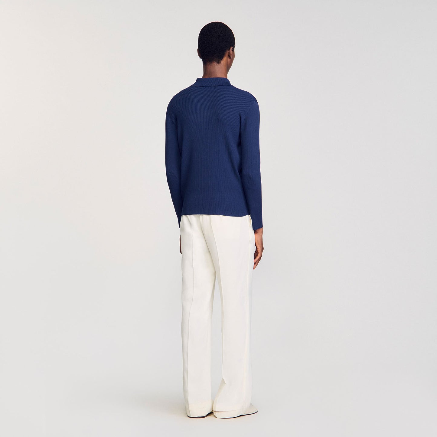 Sandro Rib knit polo shirt Royal Blue