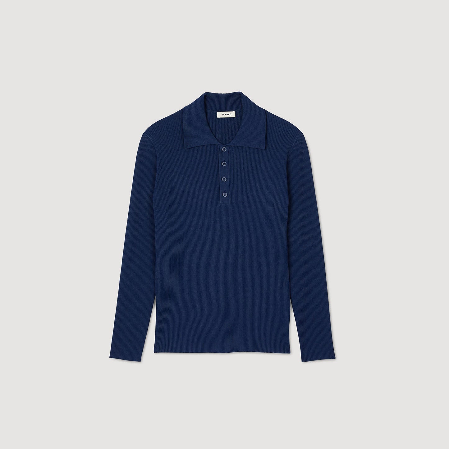 Sandro Rib knit polo shirt Royal Blue
