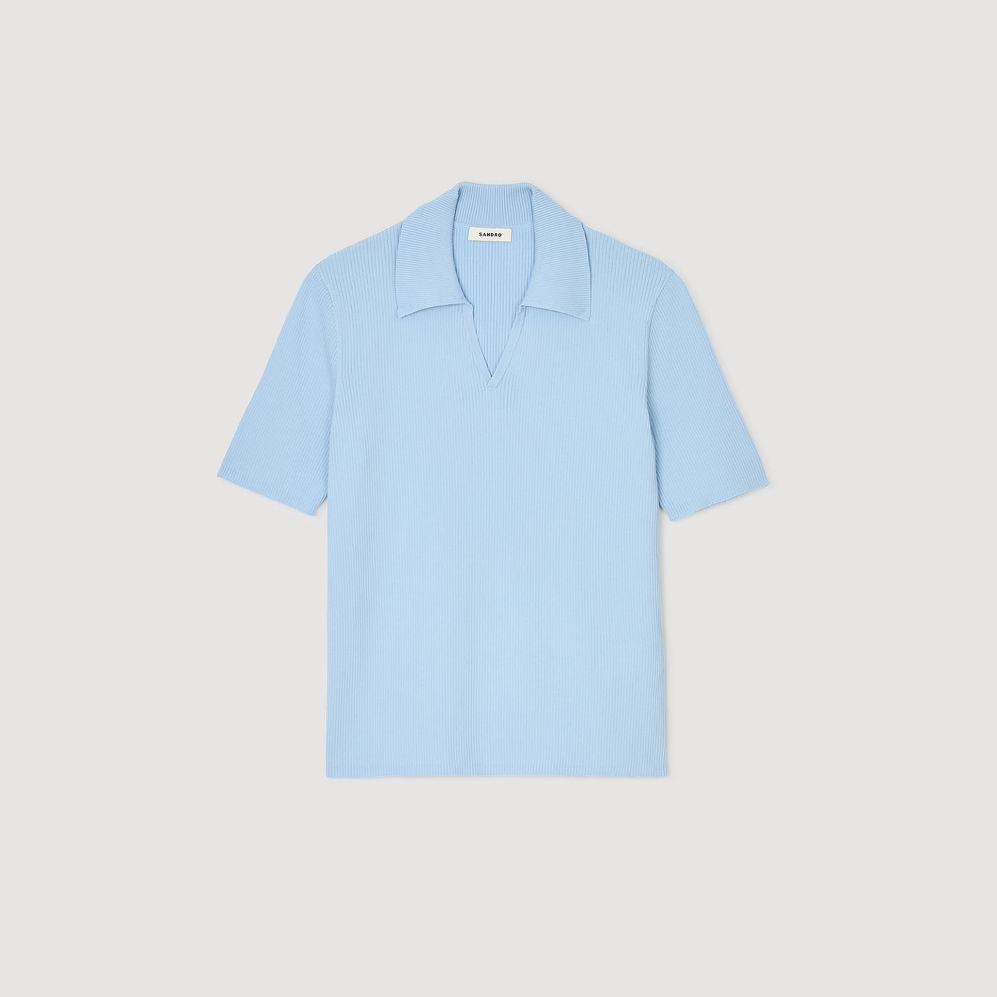 Sandro Rib knit polo shirt Blue Sky