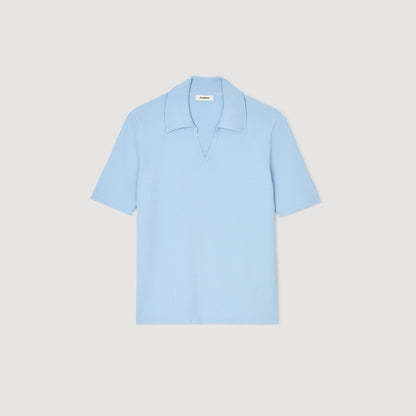 Sandro Rib knit polo shirt Blue Sky