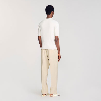 Sandro Rib knit polo shirt Optic White