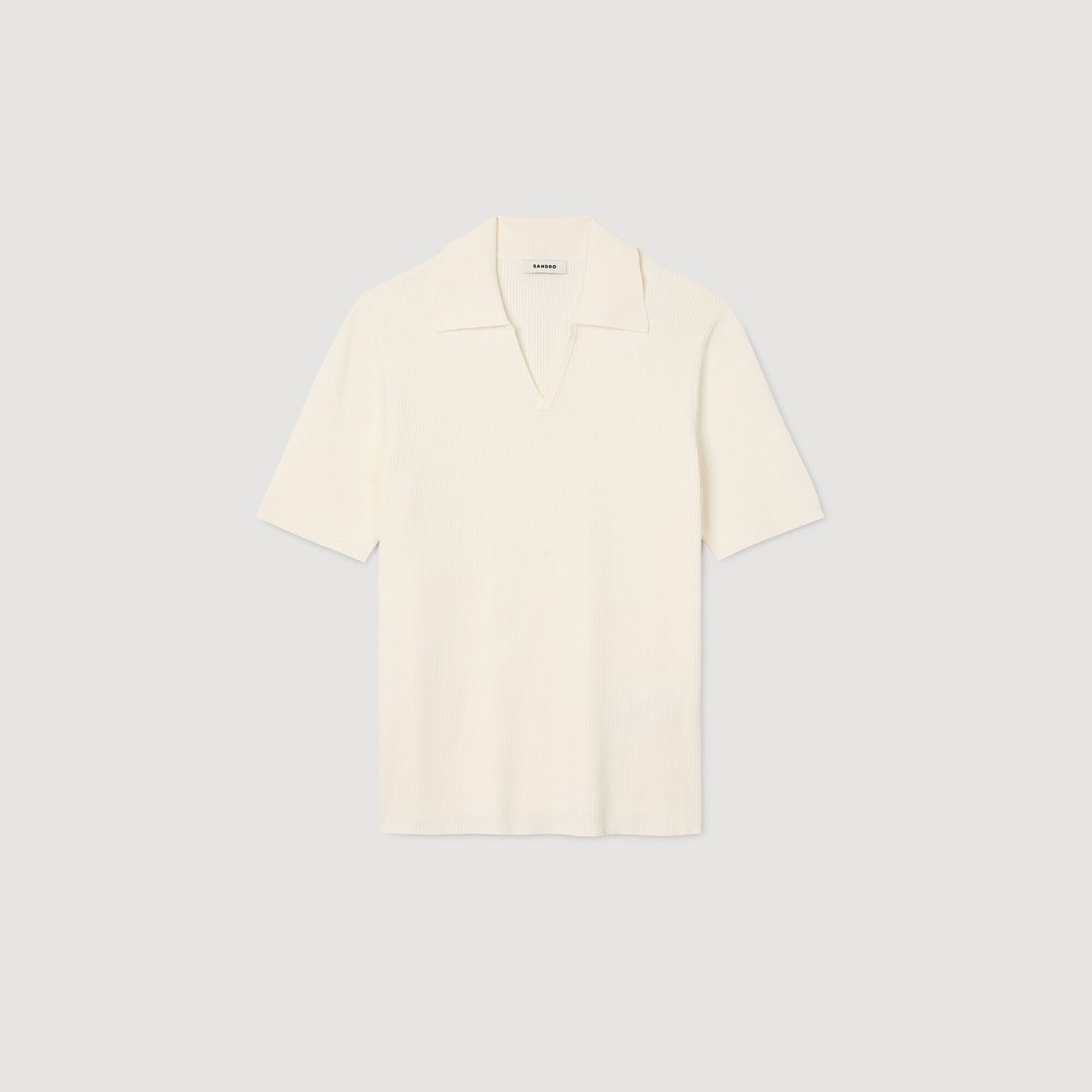 Sandro Rib knit polo shirt Optic White