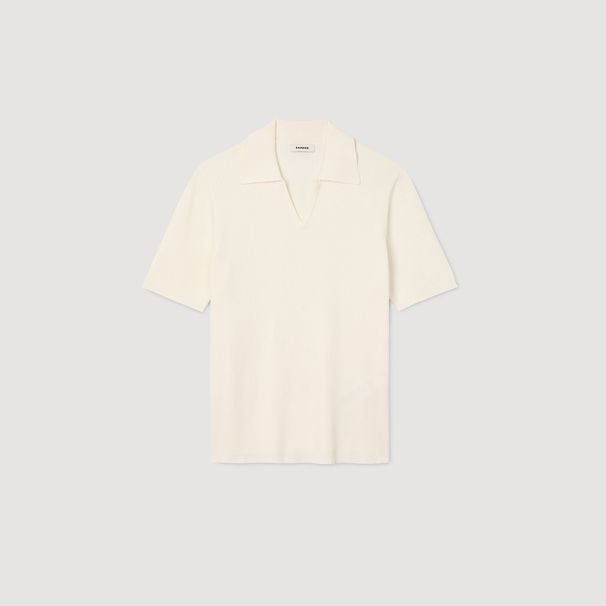 Sandro Rib knit polo shirt Optic White