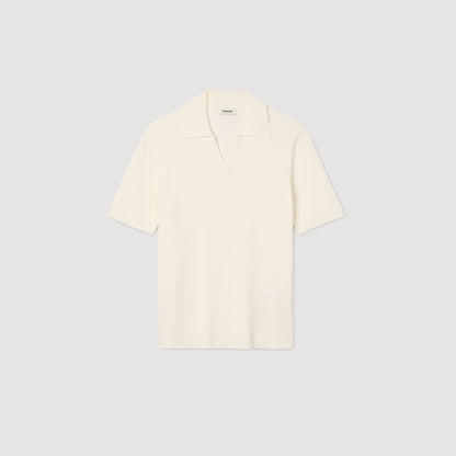 Sandro Rib knit polo shirt Optic White