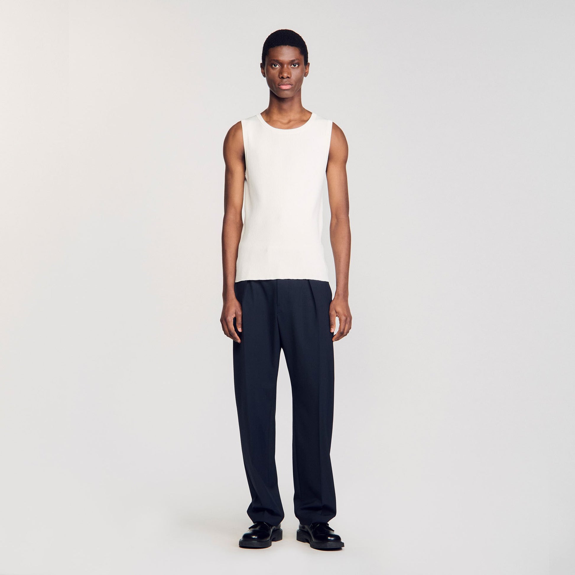 Sandro Rib knit vest top Optic White