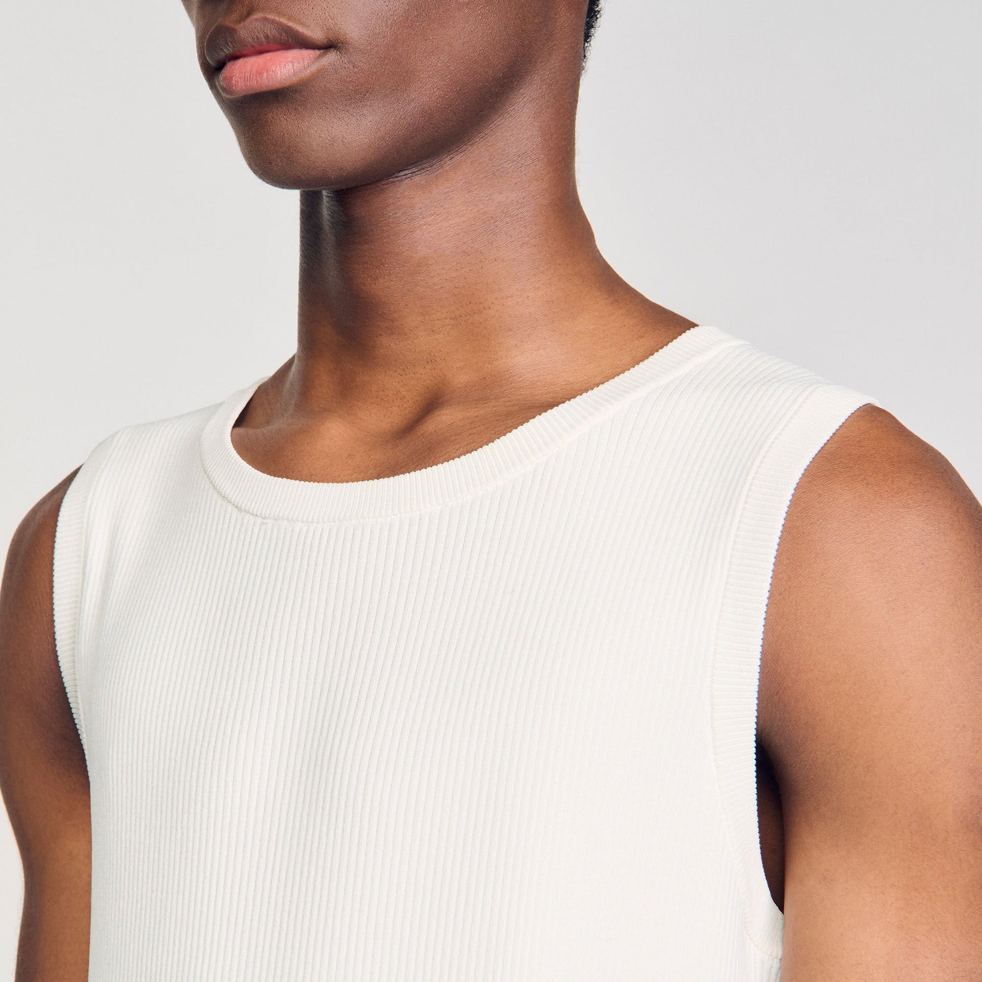 Sandro Rib knit vest top Optic White
