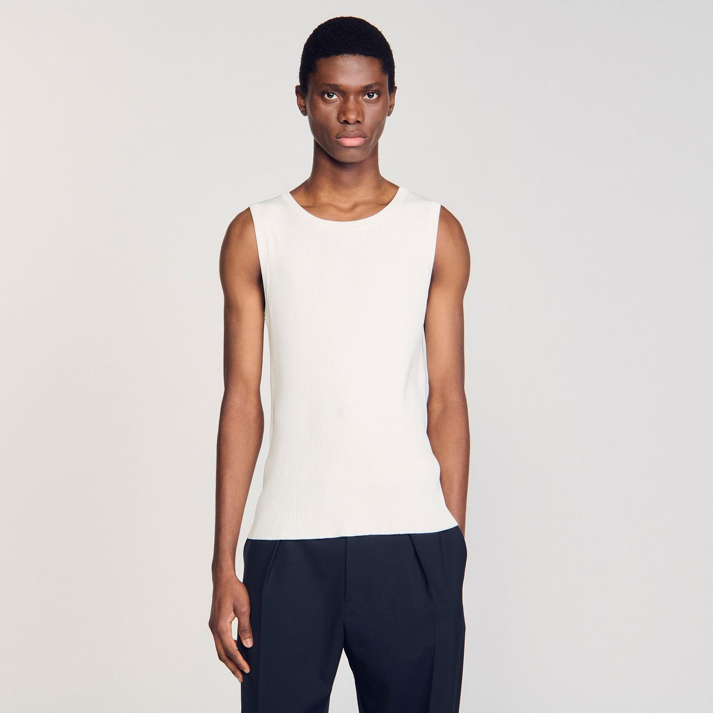 Sandro Rib knit vest top Optic White