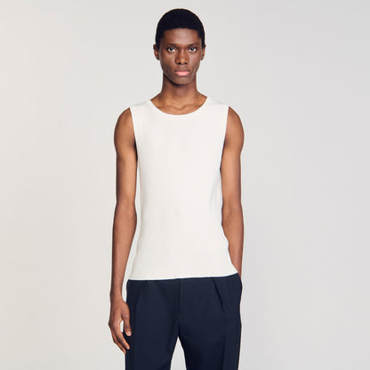 Sandro Rib knit vest top Optic White