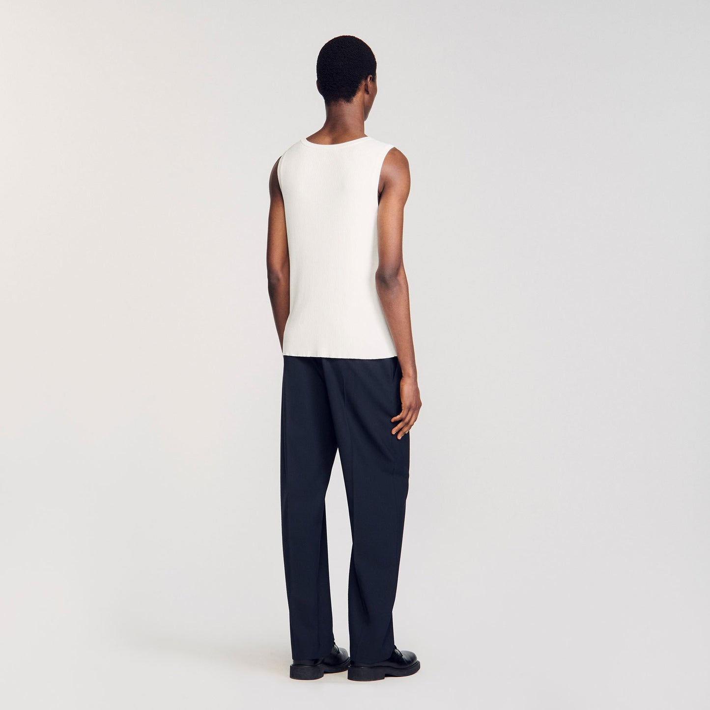 Sandro Rib knit vest top Optic White