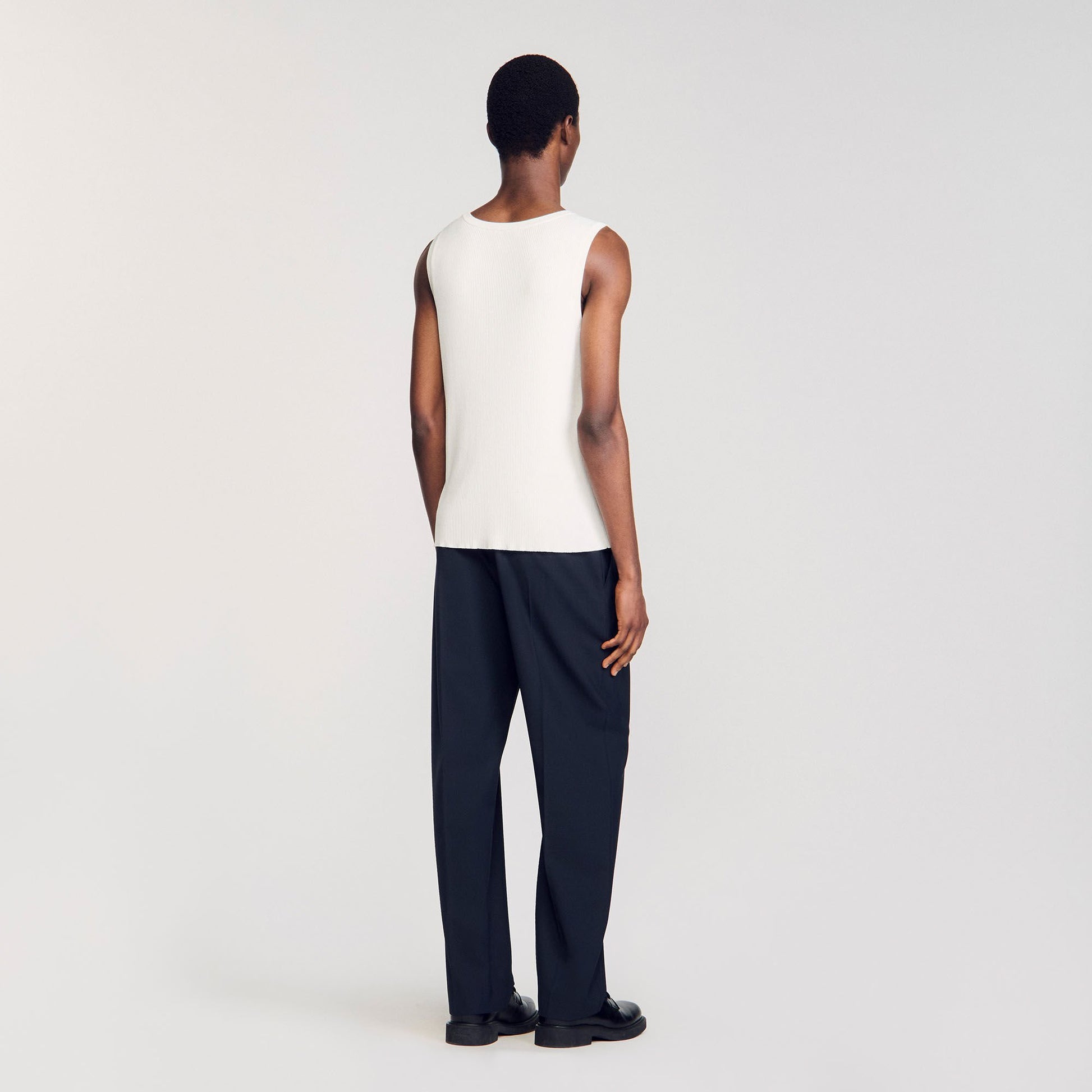 Sandro Rib knit vest top Optic White
