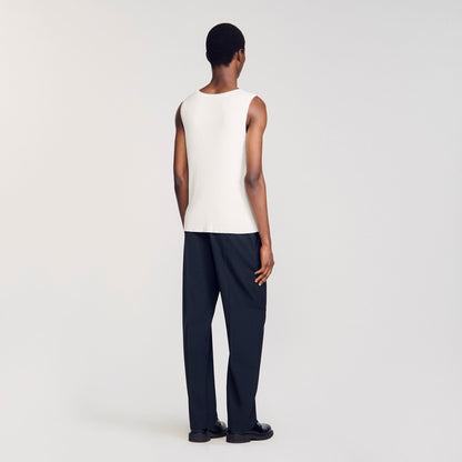 Sandro Rib knit vest top Optic White