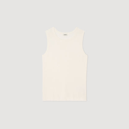 Sandro Rib knit vest top Optic White