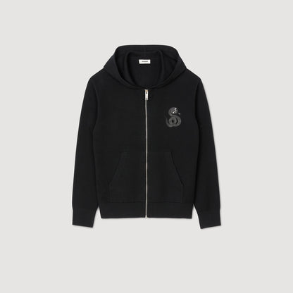 Sandro Zip-up cardigan with snake detail Black