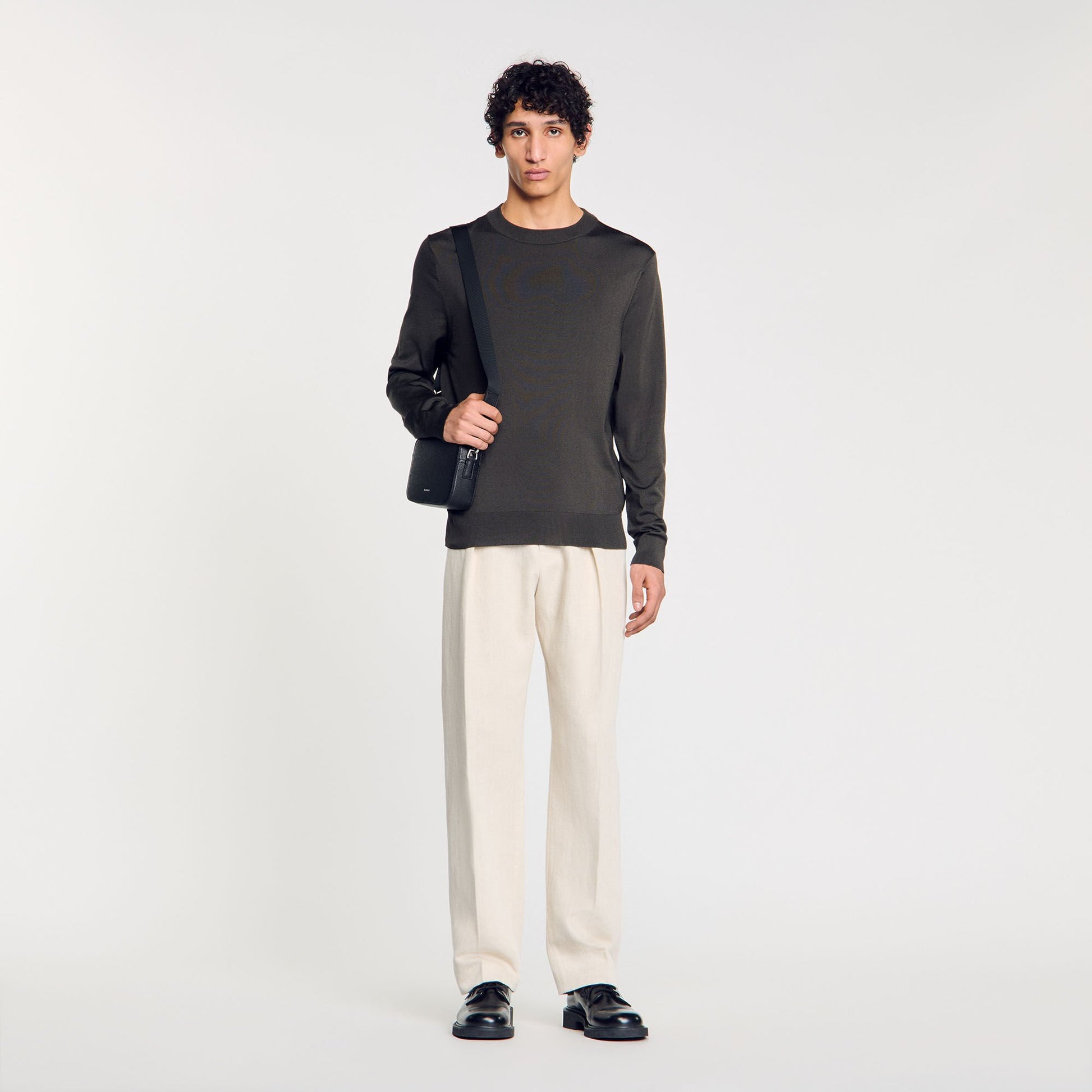Sandro Fine knit sweater Dark Kaki.