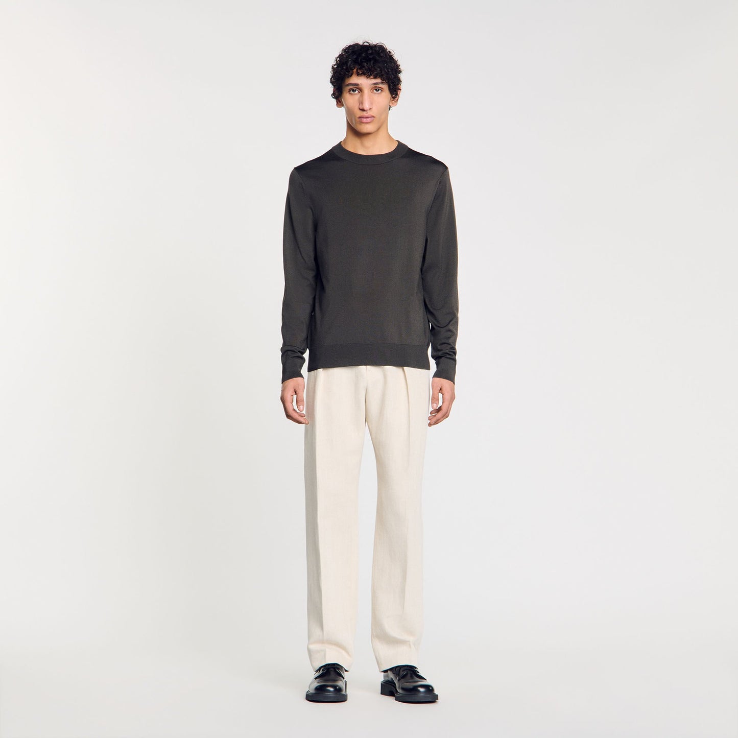Sandro Fine knit sweater Dark Kaki.