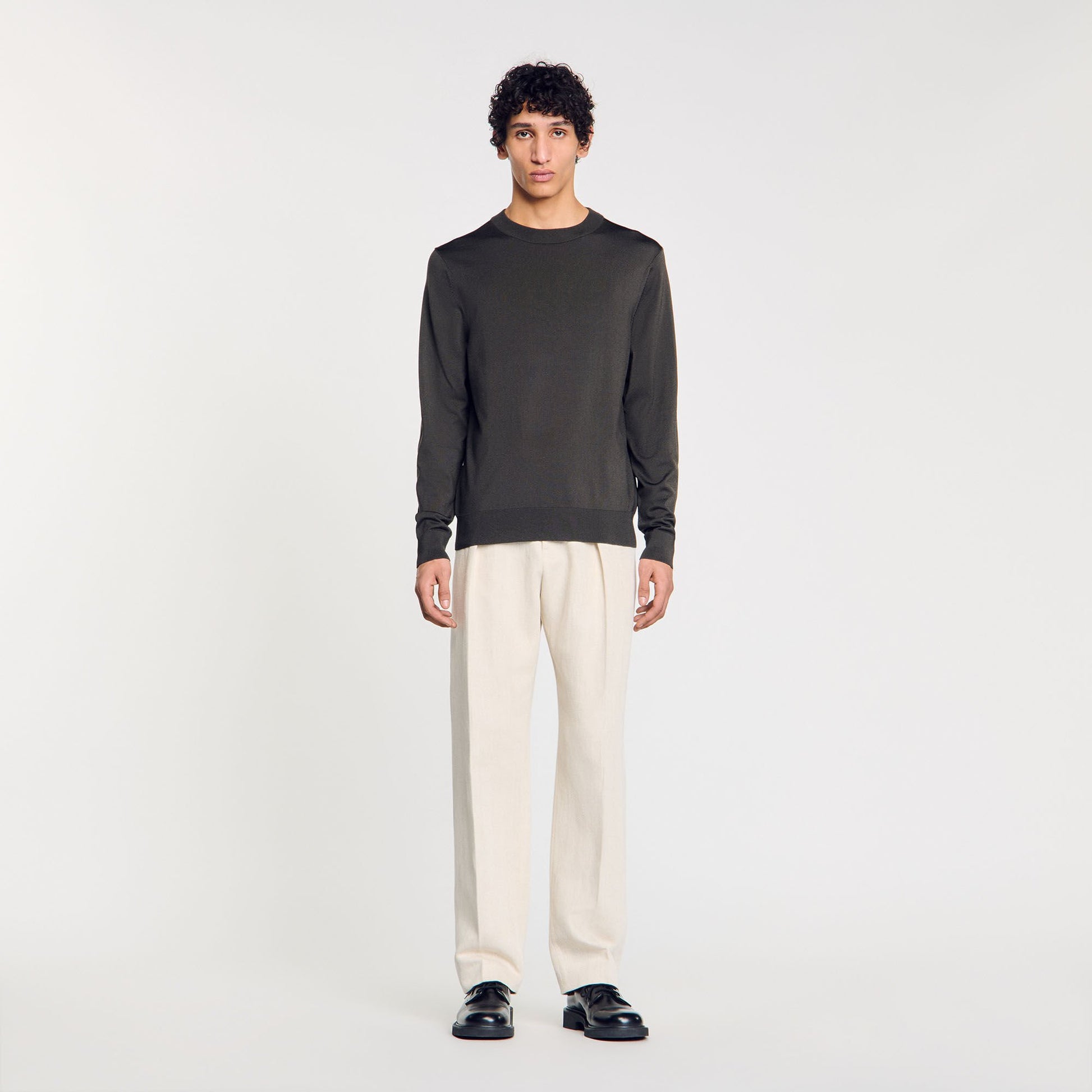 Sandro Fine knit sweater Dark Kaki.