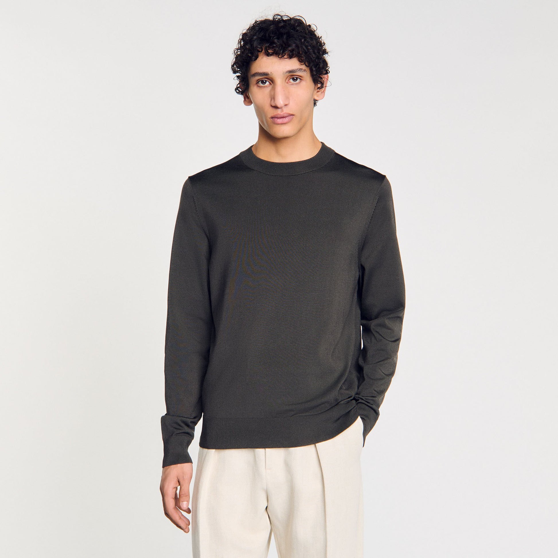 Sandro Fine knit sweater Dark Kaki.