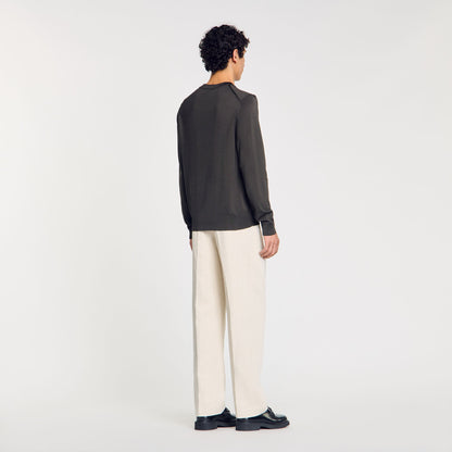 Sandro Fine knit sweater Dark Kaki.