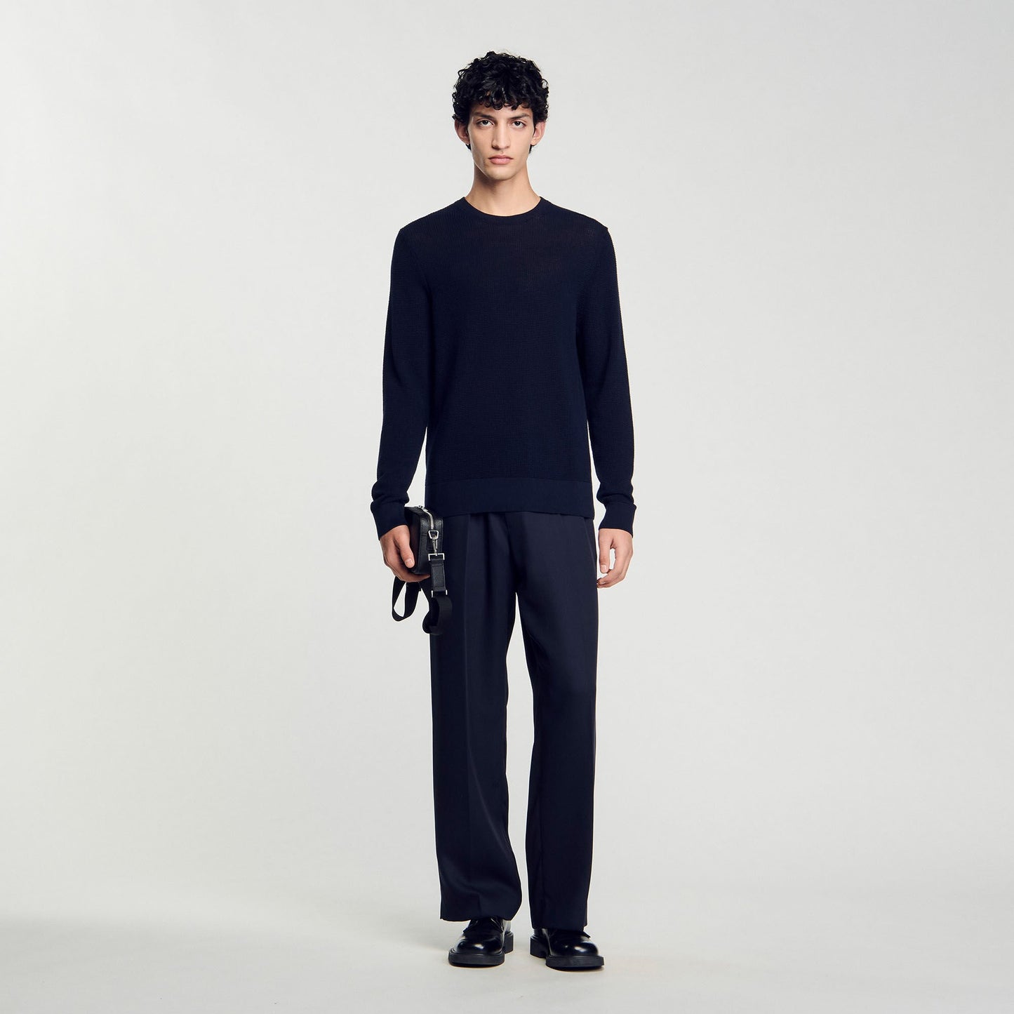 Sandro Textured knit sweater Navy Blue