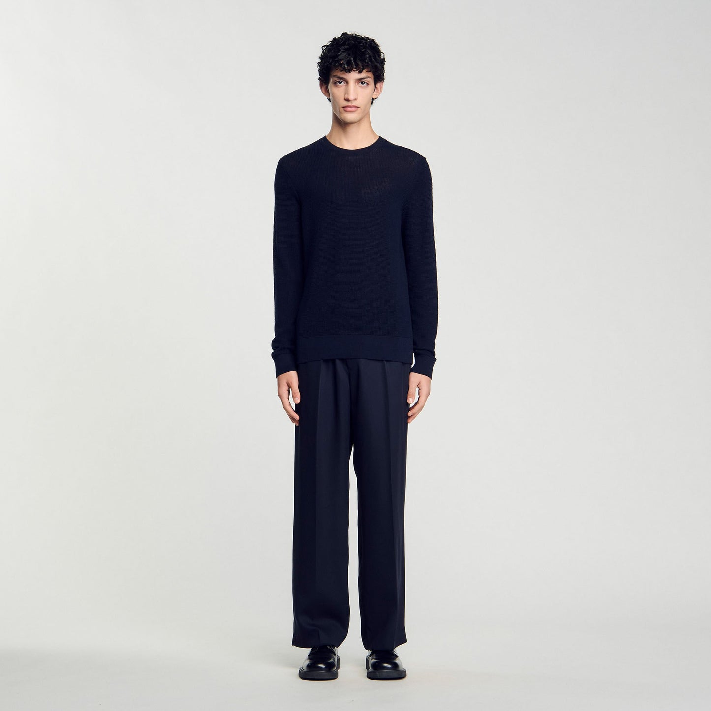 Sandro Textured knit sweater Navy Blue