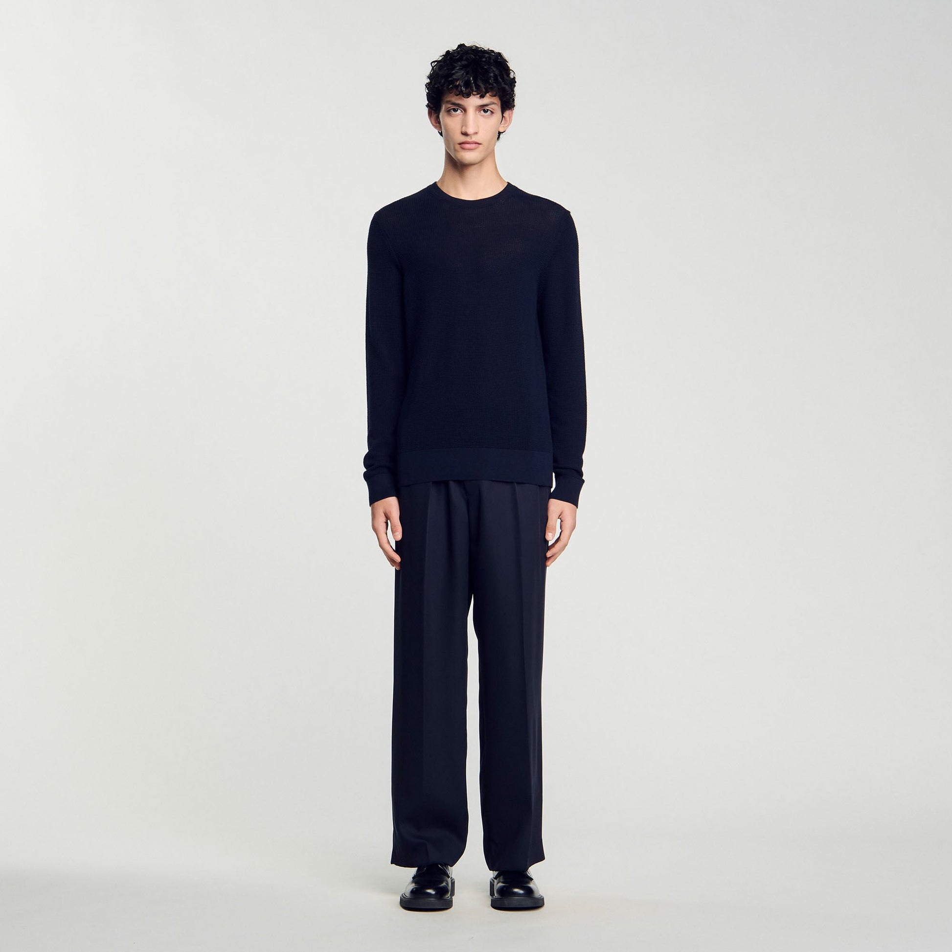 Sandro Textured knit sweater Navy Blue