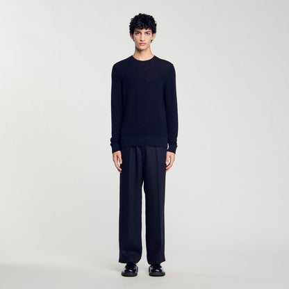 Sandro Textured knit sweater Navy Blue