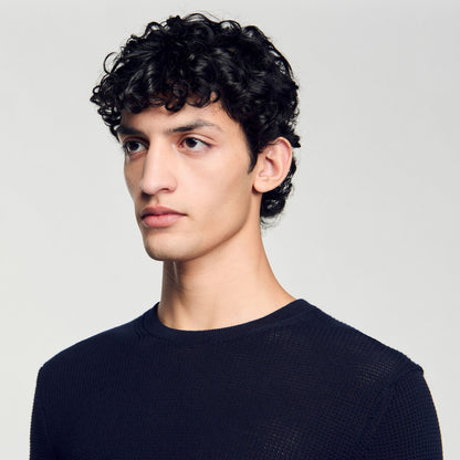 Sandro Textured knit sweater Navy Blue