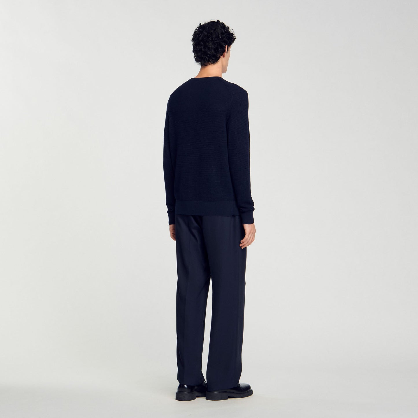 Sandro Textured knit sweater Navy Blue