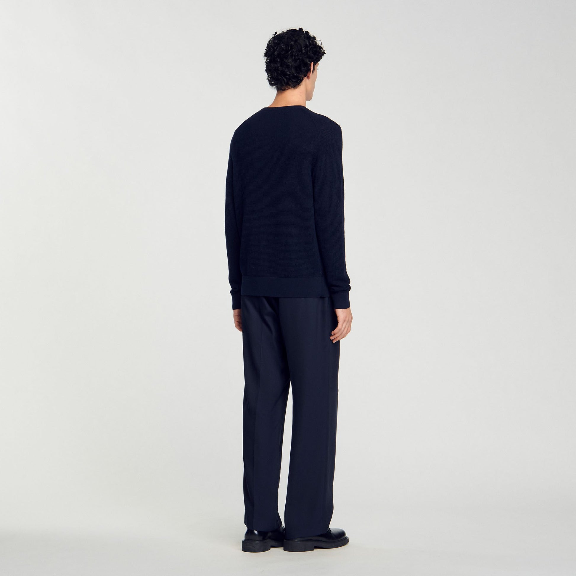 Sandro Textured knit sweater Navy Blue