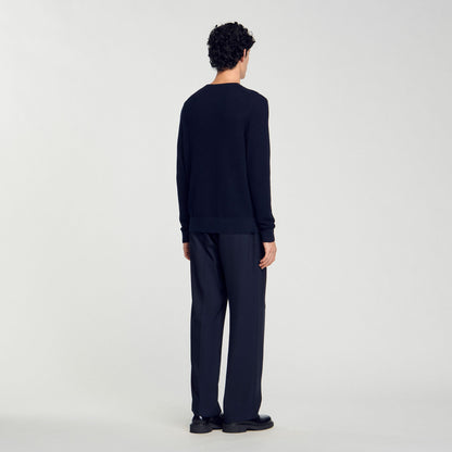 Sandro Textured knit sweater Navy Blue