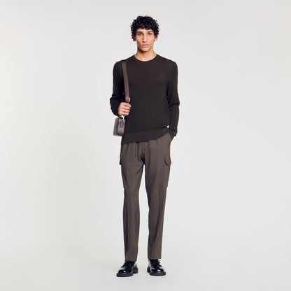 Sandro Textured knit sweater Dark Kaki.