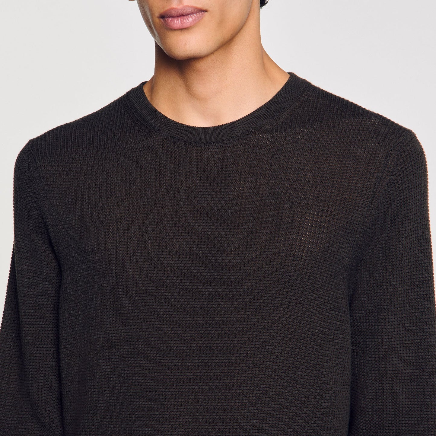 Sandro Textured knit sweater Dark Kaki.