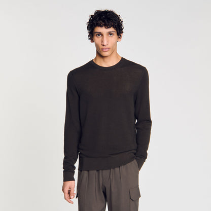 Sandro Textured knit sweater Dark Kaki.