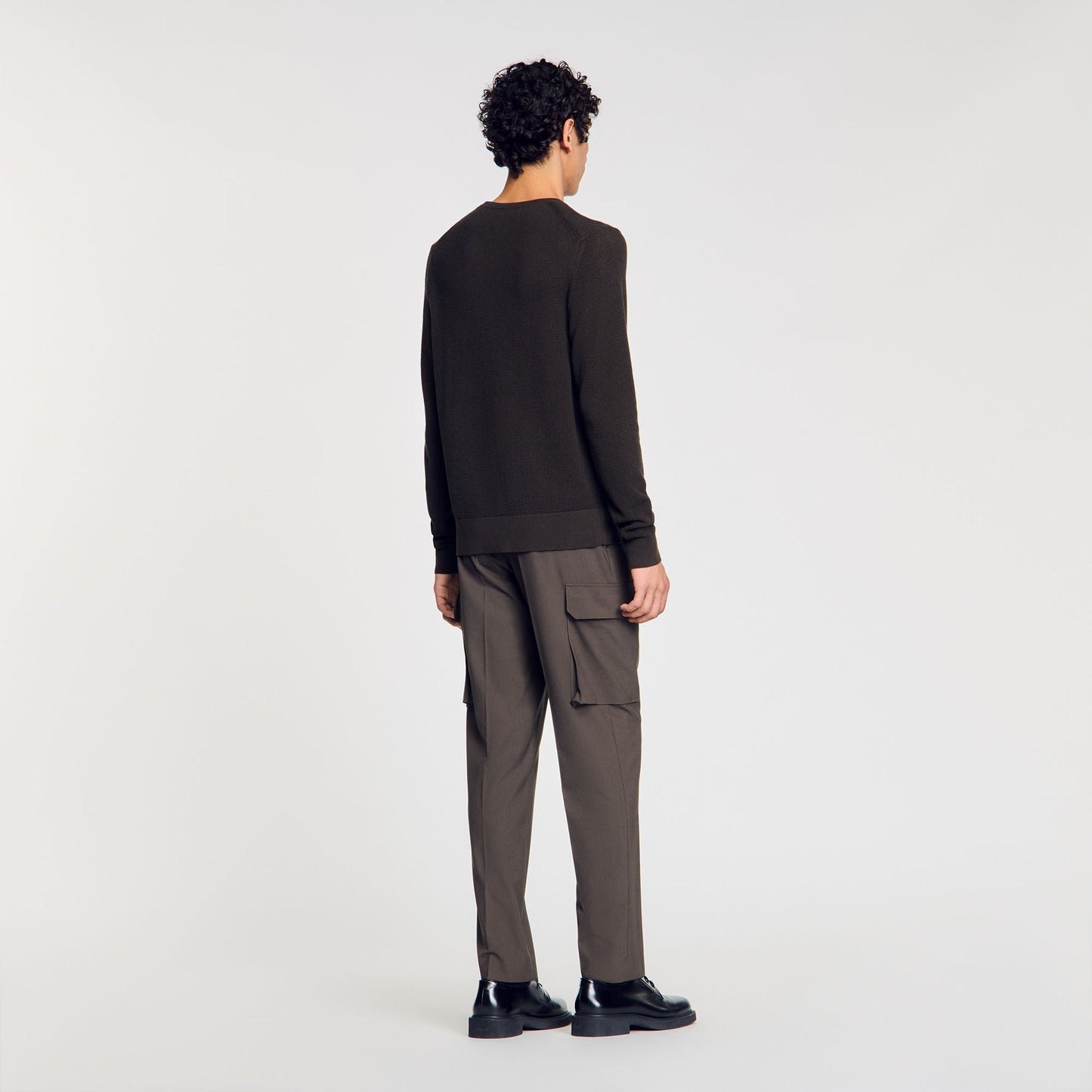 Sandro Textured knit sweater Dark Kaki.