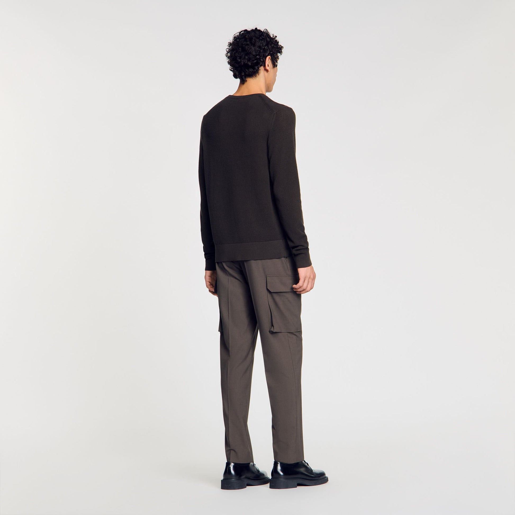 Sandro Textured knit sweater Dark Kaki.