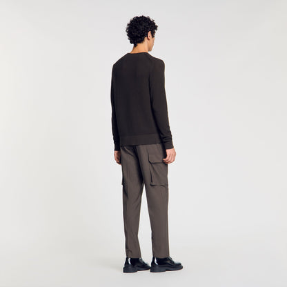Sandro Textured knit sweater Dark Kaki.