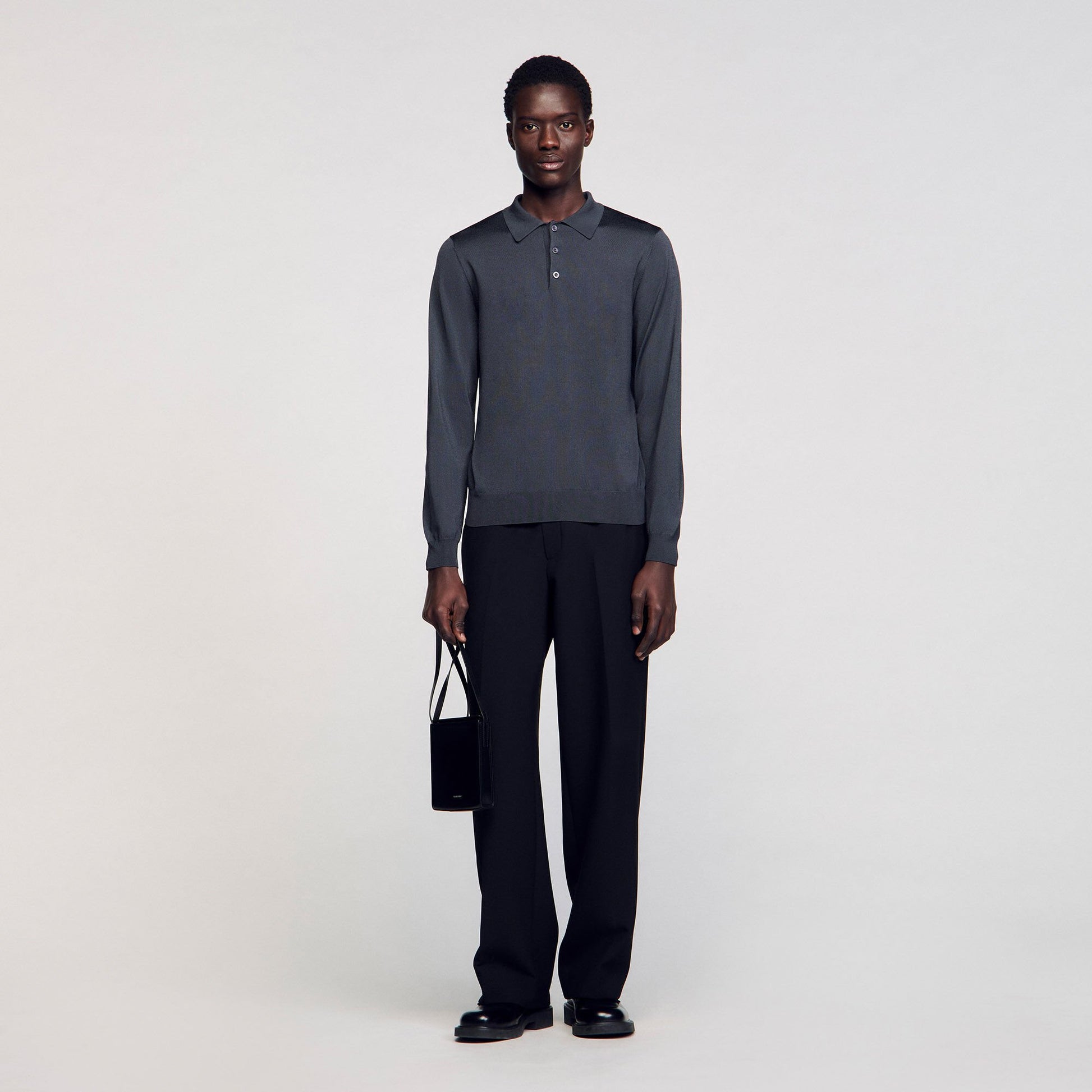 Sandro Ribbed polo shirt Fonte